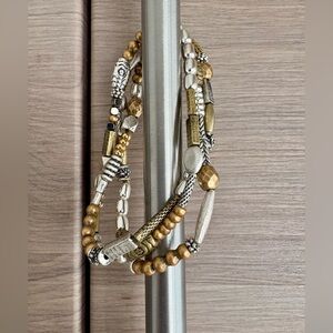 Gold & Silver Multi-Strand Beaded Bracelets (3)